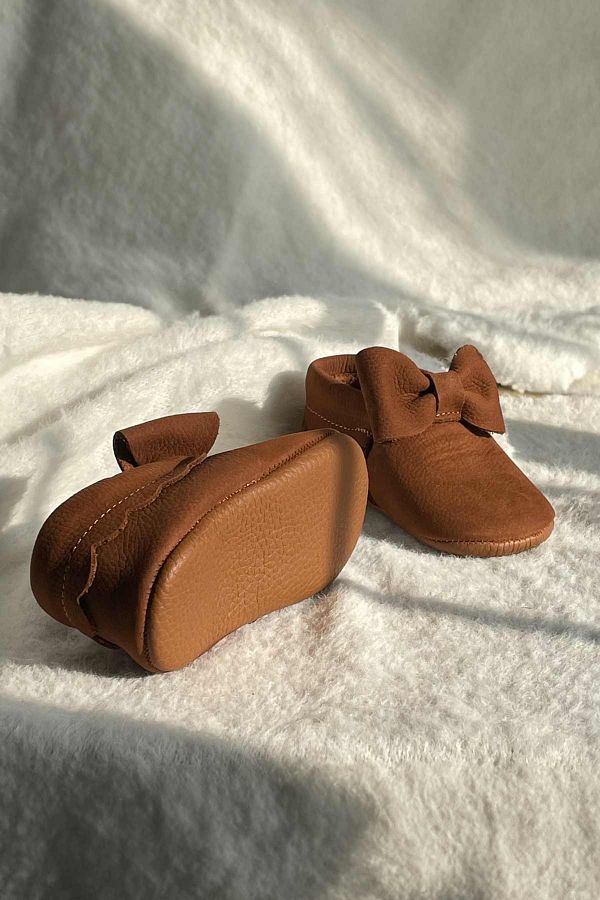 BRITY 100 Genuine Leather Bow First Step Baby Shoes Trendyol