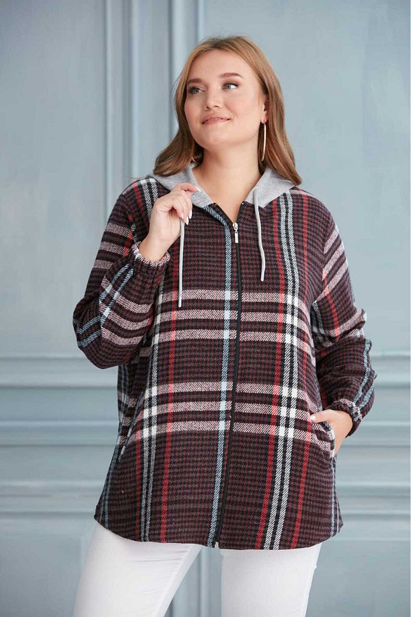 abla Women s Hooded Zippered Lumberjack Jacket shirt Model Code 01 Trendyol