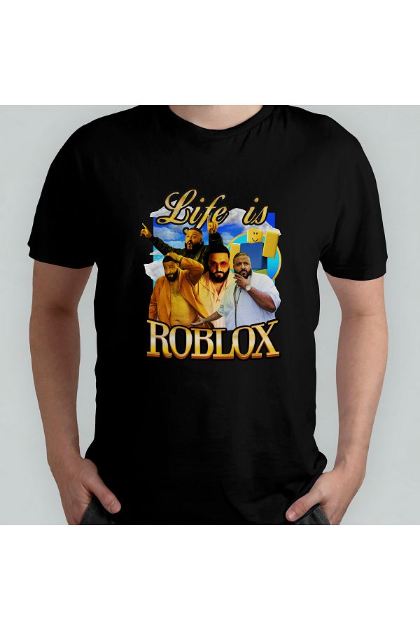 Pixxa-Roblox Life - Dj Khaled Crew Neck 100% Cotton T-Shirt Model 1