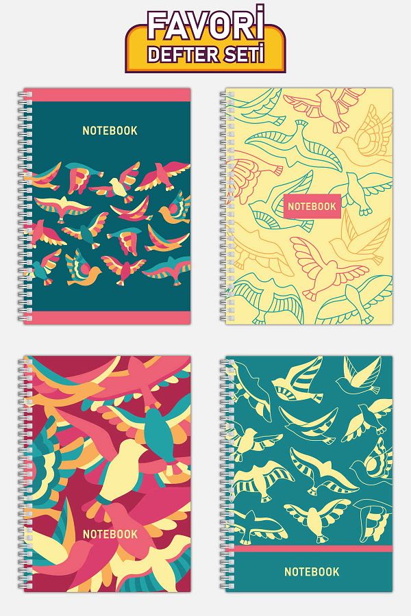 Copyrite-Lined 4-Piece Notebook Set (21 X 14.8 cm 70 sheets) School, Work, Planning Notebook Set 1