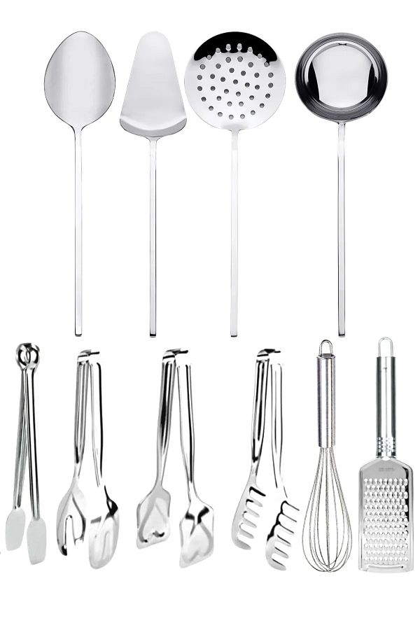 Trouvaille-Practical Home Utensils Set Serving Tongs Set Ladle Colander Set Spatula Colander Ladle Set Tongs Set 1