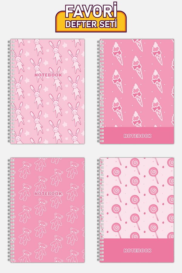 Copyrite-Lined 4-Piece Notebook Set (21 X 14.8 cm 70 sheets) School, Work, Planning Notebook Set 1