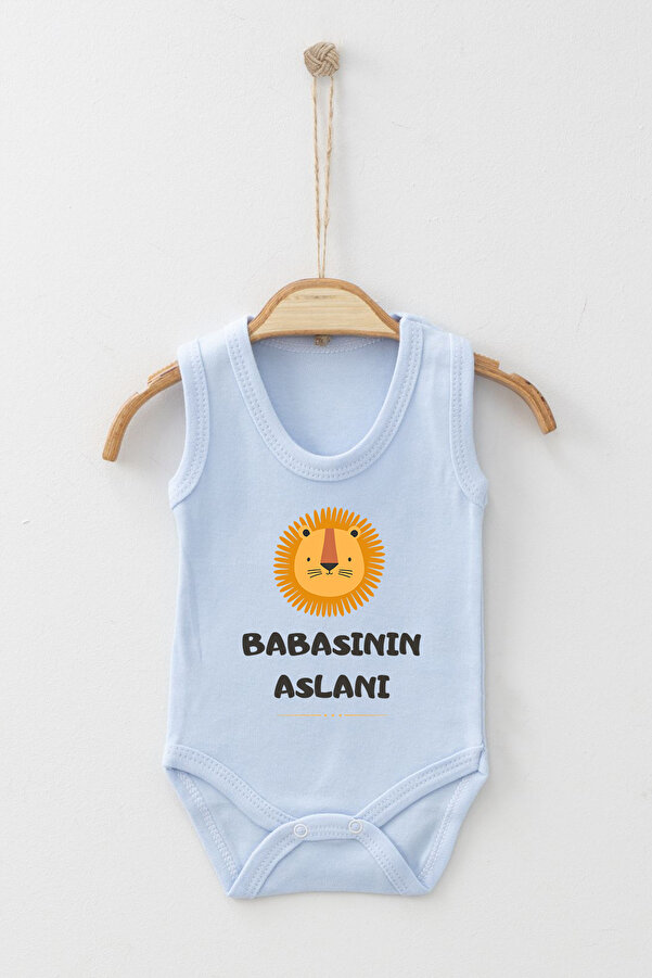 ADABEBEK %100 Pamuk Organik Babasının Aslanı Askılı Body Badi Bebek Zıbın