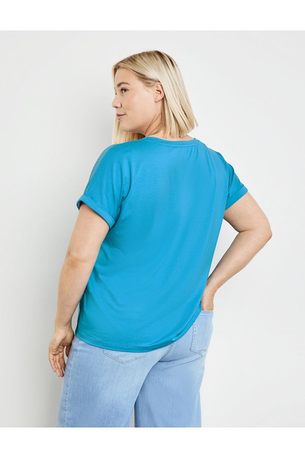 Samoon T Shirt Kurzarm Rundhals Blusenshirt mit Frontprint Trendyol