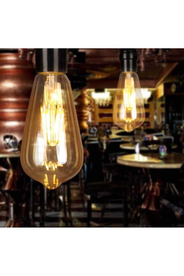 Viesteknoloji-CHANDELIER BULB WITH LED FLEMAN ST64 PEAR TYPE RUSTIC BULB E27 GLASS BULB WITH BASE 1