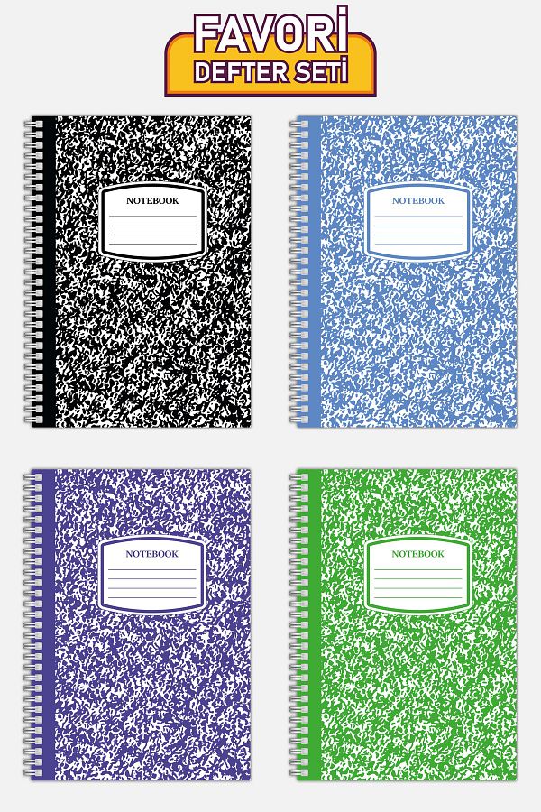 Copyrite-Checked 4-Piece Notebook Set (21 X 14.8 cm 70 sheets) School, Work, Planning Notebook Set 1