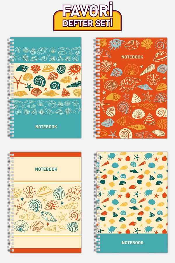 Copyrite-Checked 4-Piece Notebook Set (21 X 14.8 cm 70 sheets) School, Work, Planning Notebook Set 1