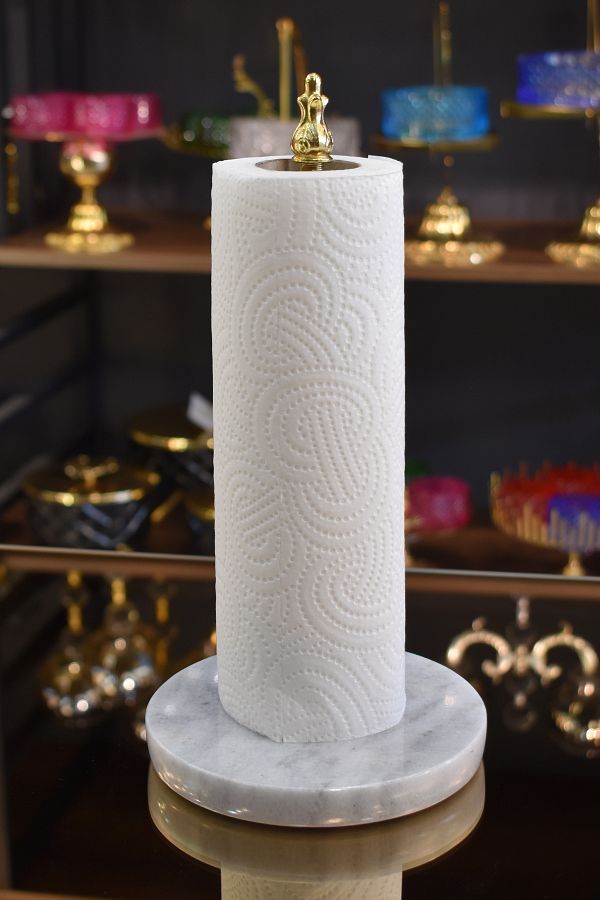 TR Turan Collection Marble Gold Paper Towel Holder Kitchen Bathroom Roll Napkin Holder Trendyol
