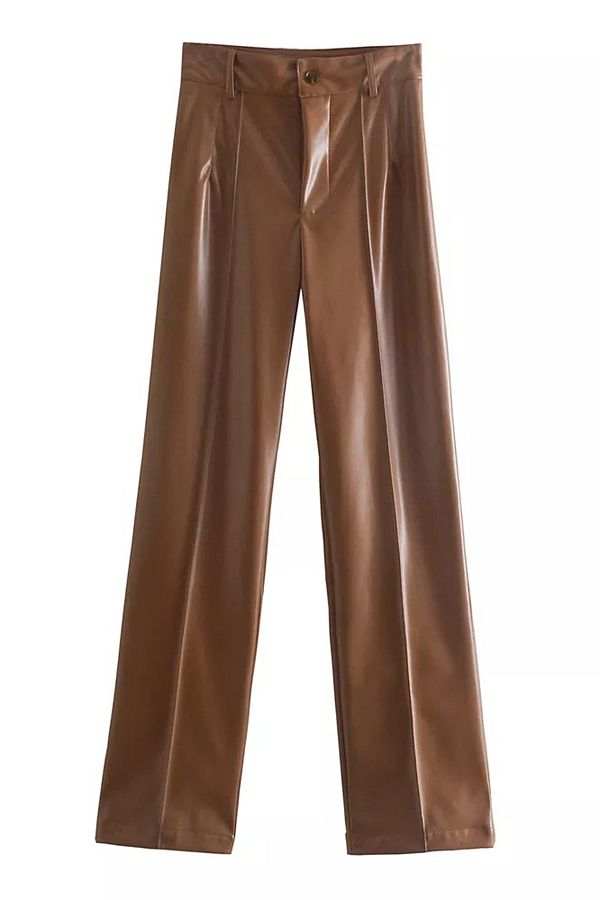Cuffed leather trousers online