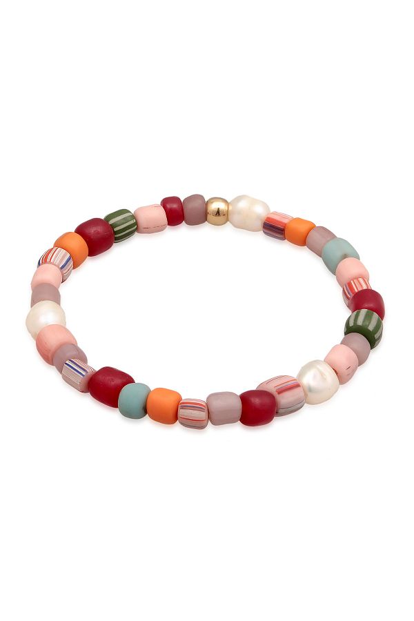 ELLI-Armband aus 925er Silber – Bunt mit Glasperlen und Sußenwasserperlen 1