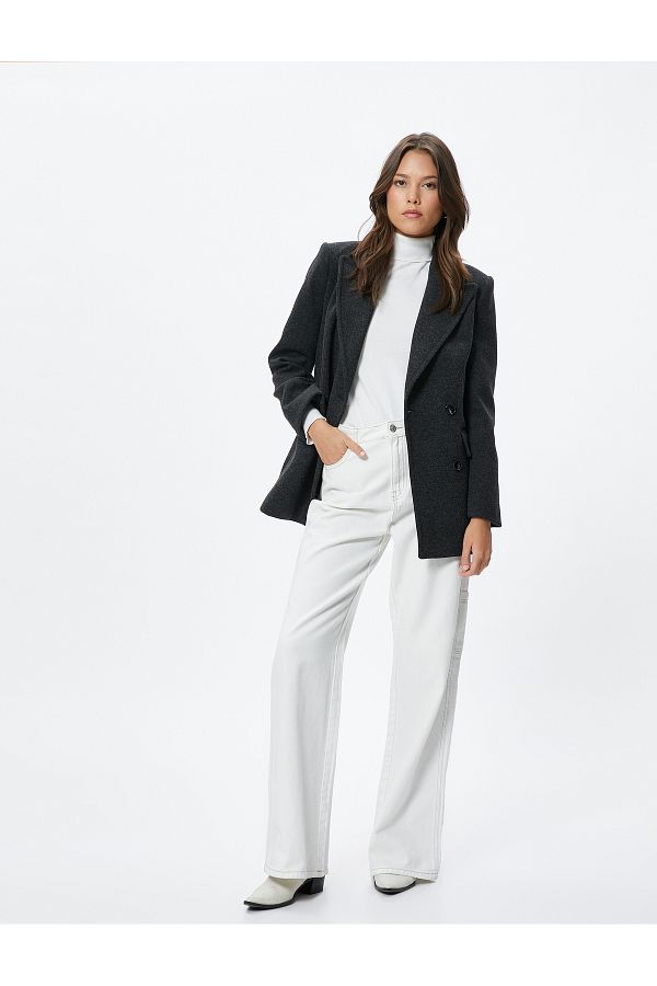 Koton-Blazer Jacket Double Breasted Buttoned with Flap Pockets 1