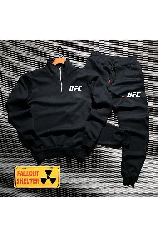 hoz fashion Unisex UFC Printed Half Zipper Sweatshirt Tracksuit Bottoms Set Trendyol
