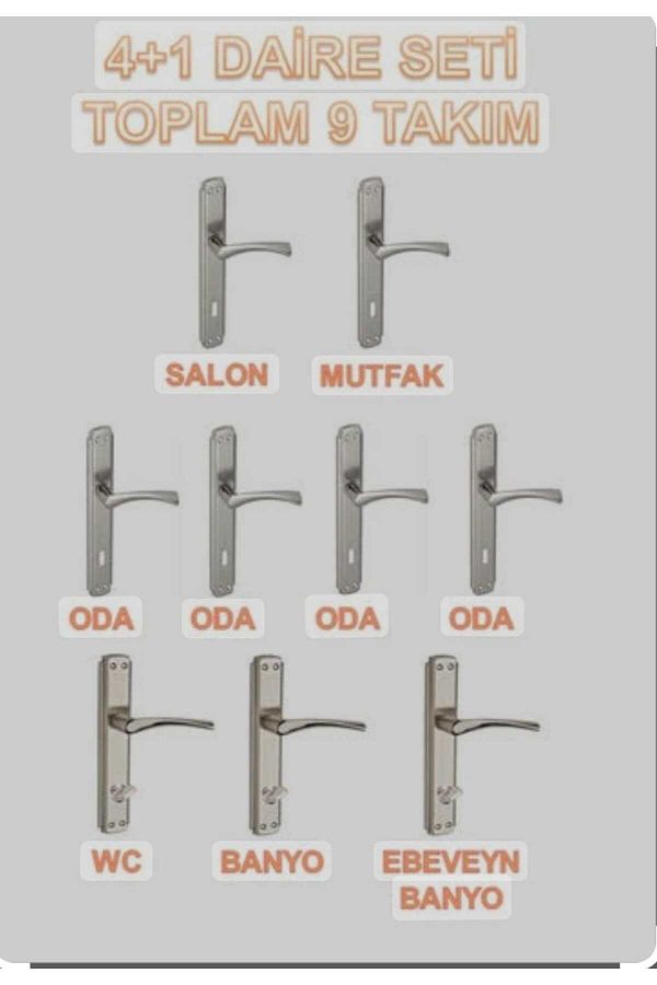 sehrimanoglu-bravo door handle mirrored 4 + 1 apartment set 6 pcs room 2pcs wc front back set is in the 1