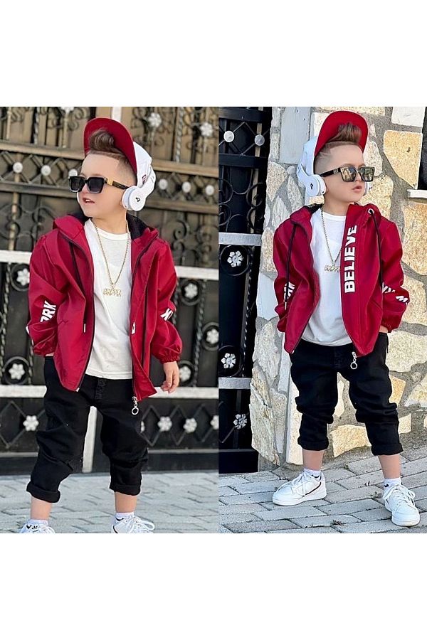 Calisa Boy s 3 Piece Winter Suit Waterproof Raincoat Coat Jogger Jeans Trousers Sweat Suit Clothing Trendyol