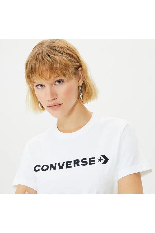 Converse t shirt womens white discount