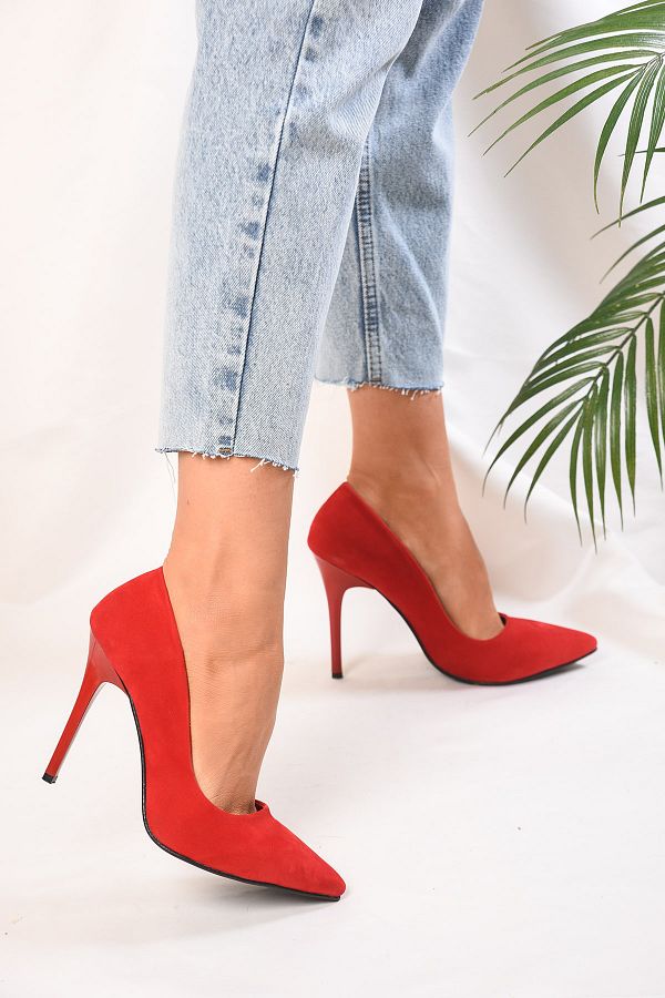 Suede red heels top