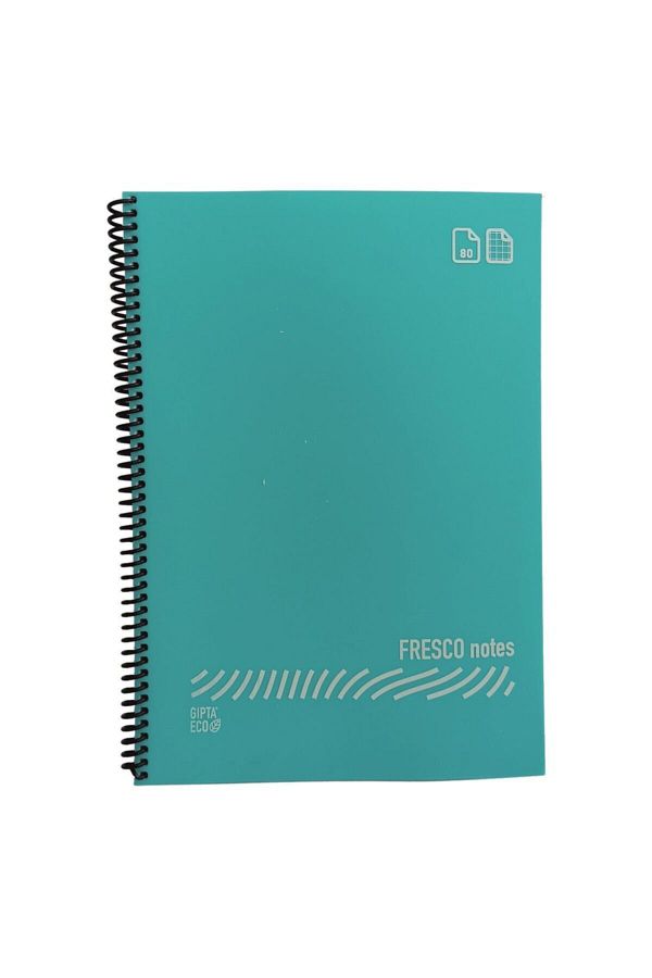 Gıpta-Fresco A4 Plastic Cover 60 Sheets Checkered Spiral Notebook Turquoise 1