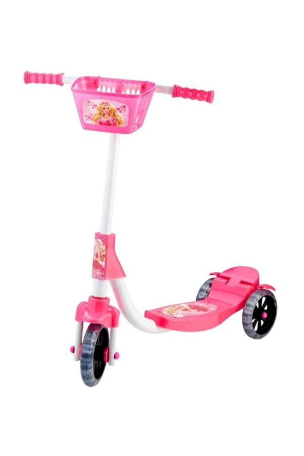 BEREN Şeffaf Silikon Tekerlekli Frenli Barbie Figürlü Kız Çocuk Scooter