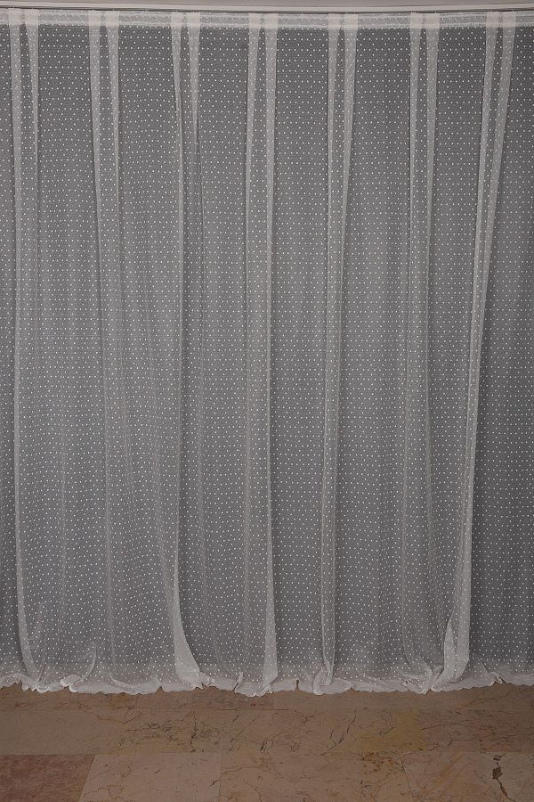 AKÇA TEKSTİL-Sparse Pointed Cream Color Single Wing Ready-made Planted Pleated Background Curtain 300*260 Cm 1