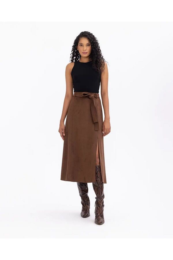 Brown suede skirt midi hotsell