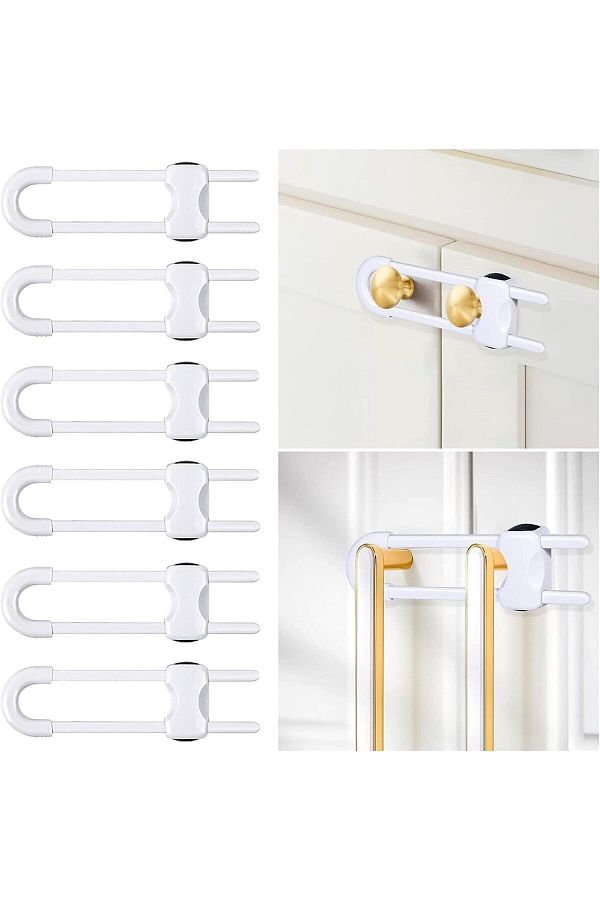 Miningaa 5Pcs Cabinet Lock for Baby U Shaped Adjustable Storage Lock for Cupboard Wardrobe Drawer Handle Trendyol