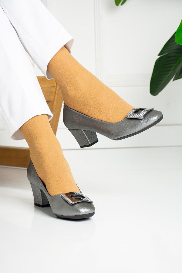 MERVESTORE Blair Silver Buckle Women s Heeled Shoes Trendyol