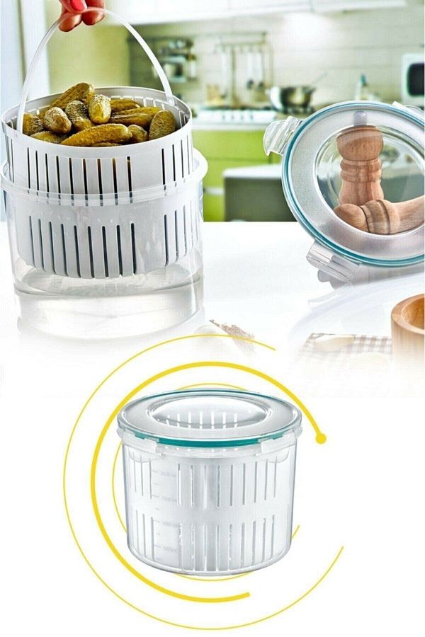 Meleni Home-2.5 Lt Pickle Holder with Leak-Proof Gasket - Fresh Box Storage Container 1