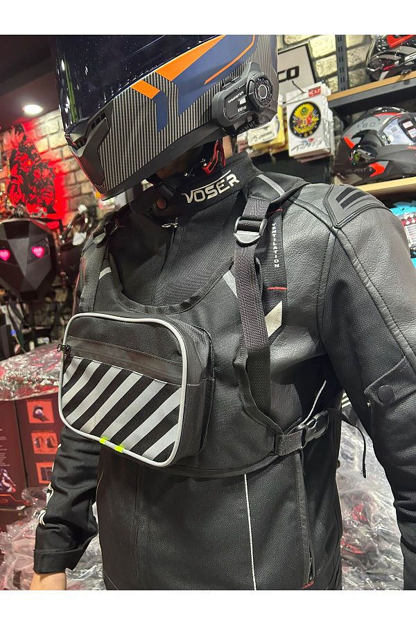 Reflective chest bag store