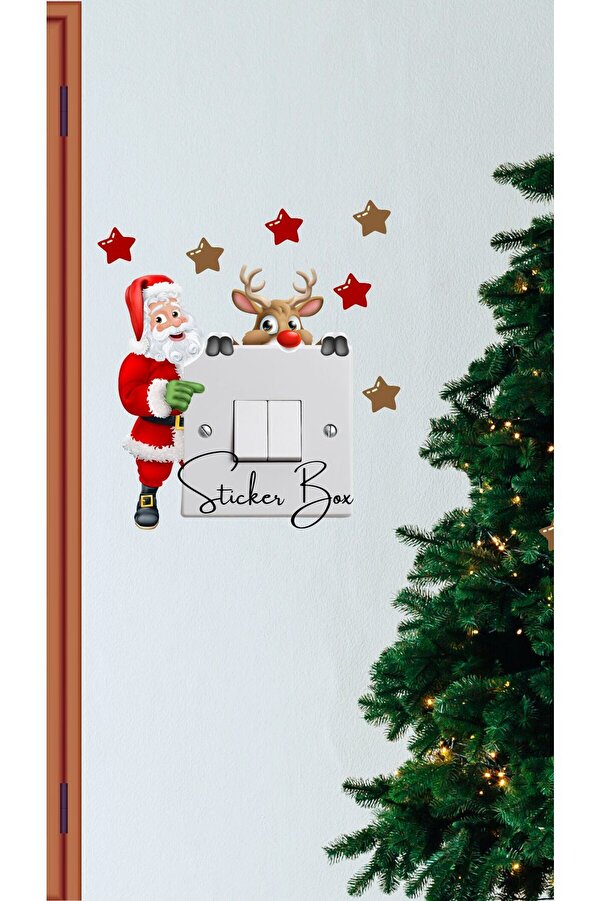 Think And Print Yeni Yıl Noel Baba Yılbaşı Priz Sticker - Yılbaşı Stickerı