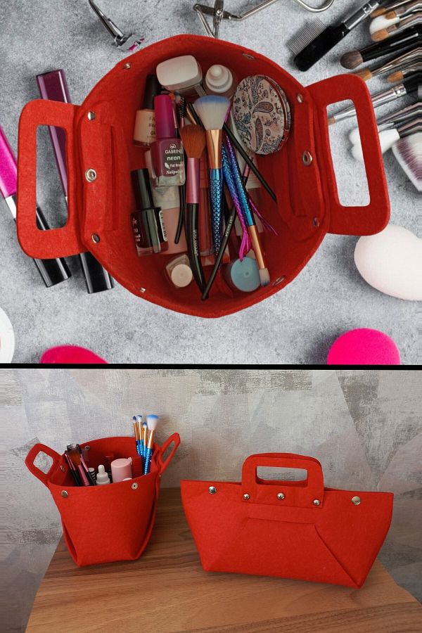 Wi Fro Makeup Bag Cosmetic Care Travel Bag Makeup Organizer Bag Felt Bag Trendyol