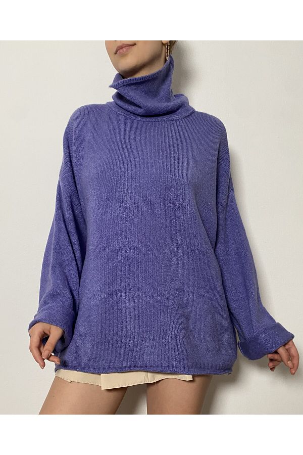 minaaise Lilac Soft Oversize Turtleneck Knitwear Sweater 24309 Trendyol