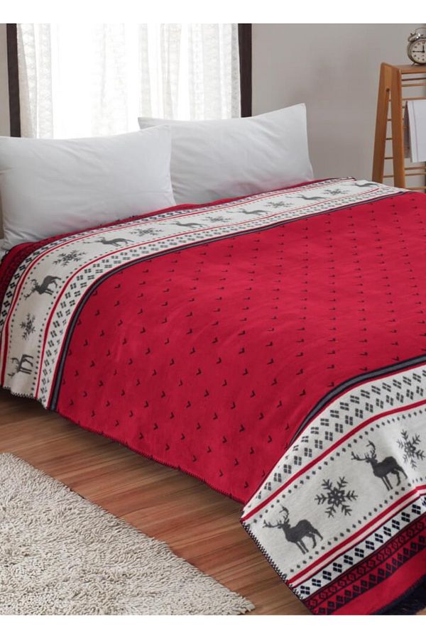 Dolce Bonita Home-Pătură dublă din bumbac 200x220 Carmelo Roșu Bleumarin 1