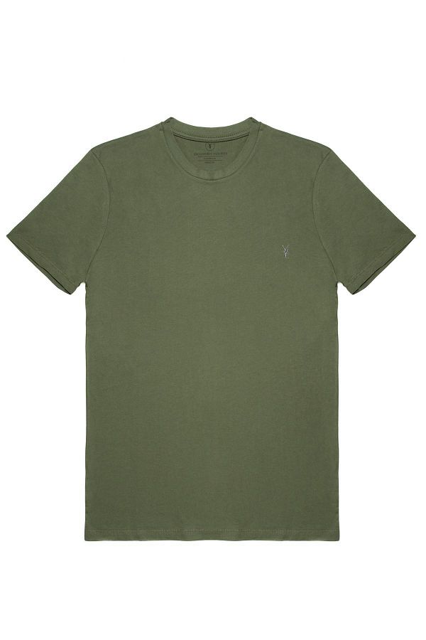COMBİNE MİCHAİL-Men's Khaki 100% Cotton Slim Fit Crew Neck Short Sleeve T-Shirt 1
