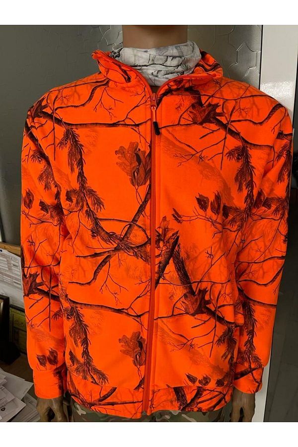 Spayko Forest Pattern Orange Fleece Hunting Jacket Trendyol