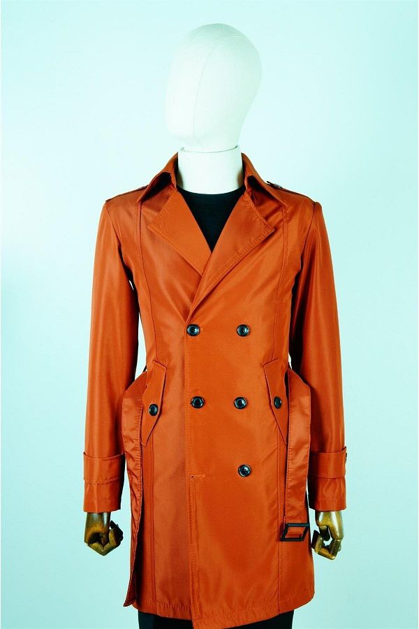 MASERTO-Slim Fit Men's Orange Trench Coat 1