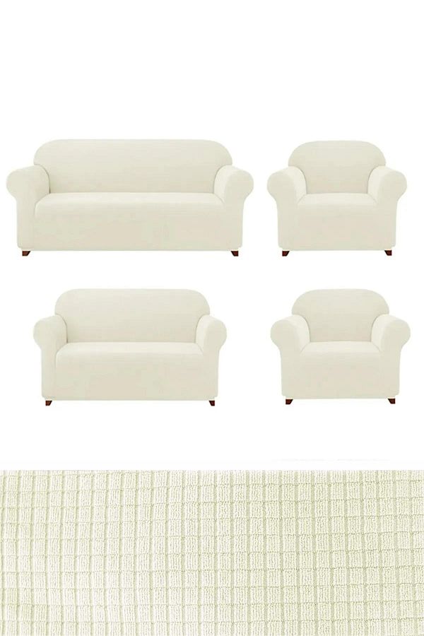 E BAHAR-Flexible Stretch Sofa Cover - 3+2+1+1 Elastic Sofa Set 1