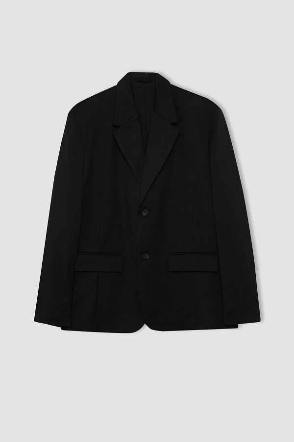 DeFacto-Bequem geschnittene, mit Knöpfen gefütterte Basic-Blazerjacke B0060ax23wn 1