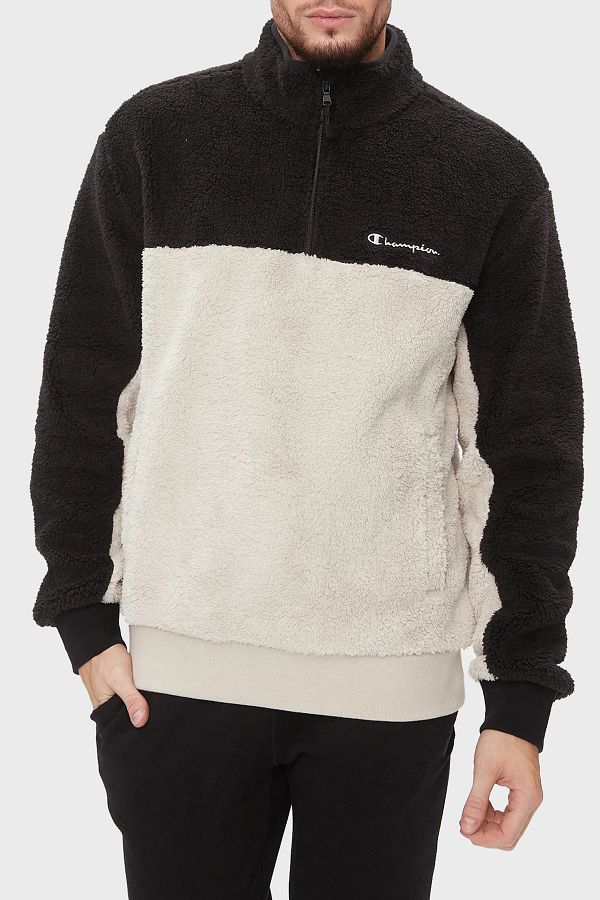 Champion Regular Fit Half Zipper Teddy Polar Sweat Men s SWEAT 219442 SVL NBK ES057 Trendyol