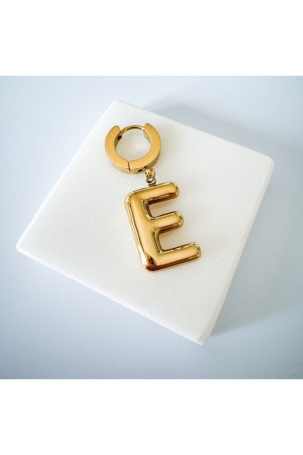 CHARMLUCKY Earrings with letter E with steel grenade Trendyol