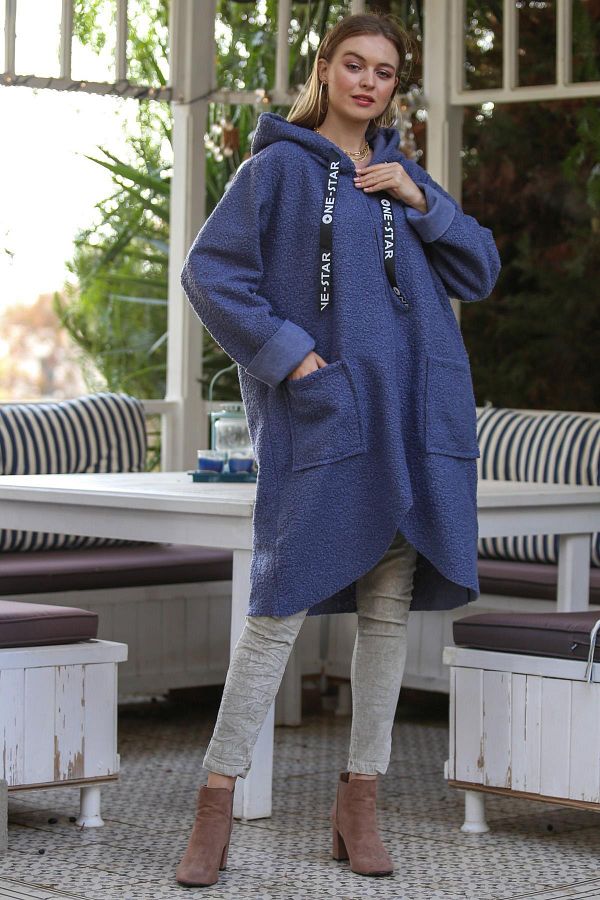 Light blue boucle coat shop
