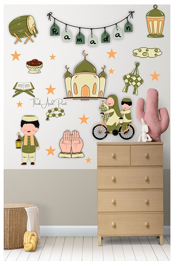 Think And Print Ramazan Ayı Temalı Süsleme Cam Duvar Süsleri Hoşgeldin Ramazan Sticker Seti