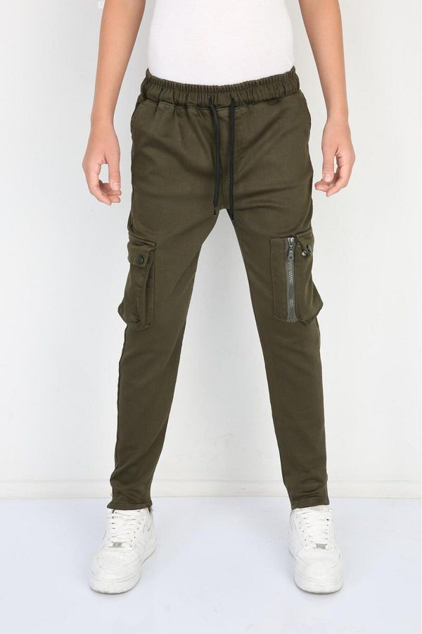 Pina Kids-Pantaloni cargo pentru băieți din pânză Lycra cu buzunare 1