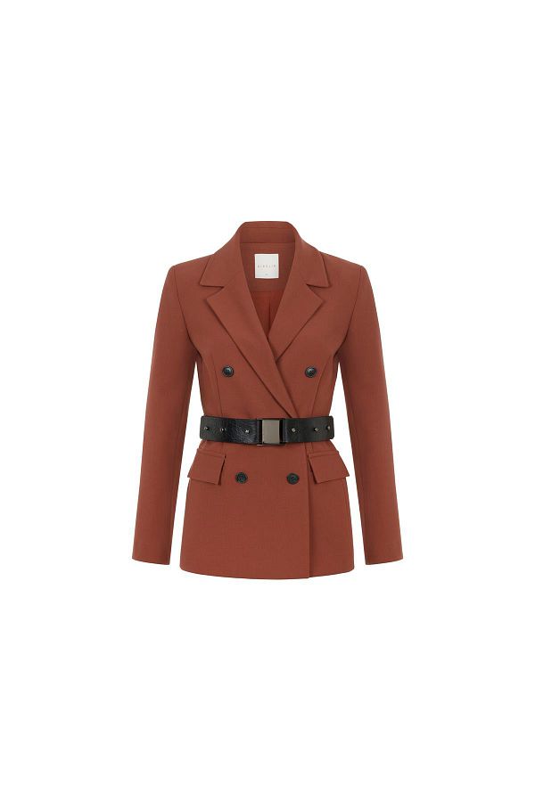 B REL N Double Breasted Jacket Rust Color Trendyol