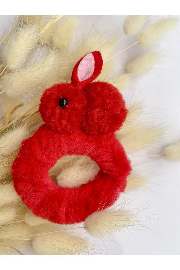 SHEKER HOME-Rabbit Plush Rubber Buckle - Red 1
