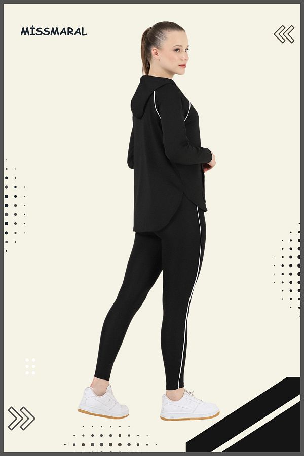 missmaral Women s Tracksuit Set Sports Tunic Slim Fit Leggings Diving Fabric Sports And Casual Black white 3060 Trendyol