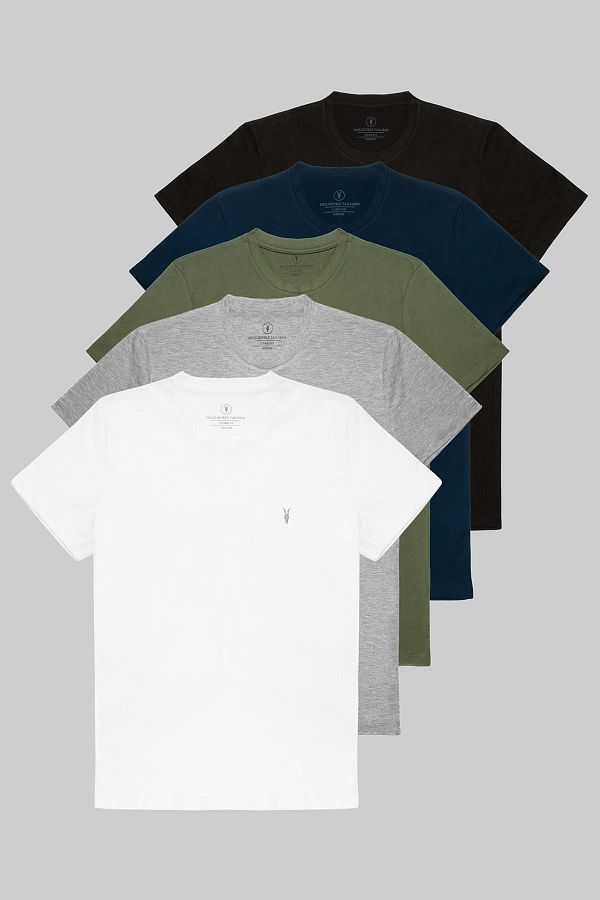 COMBİNE MİCHAİL-Tricou de bază cu model standard, pachet de 5 tricouri 1000 1