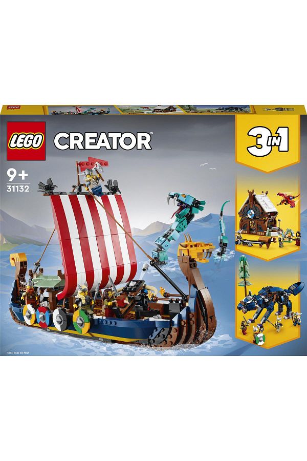 LEGO Creator 3 in 1 Viking Ship and Midgard Serpent 31132 For Ages 9 and Up Ship and Wolf Inside Trendyol
