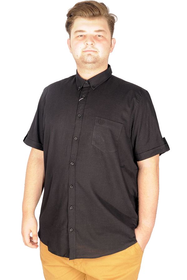 ModeXL-Mode Xl Plus Size Linen Lycra Shirt with Pockets 20389 1