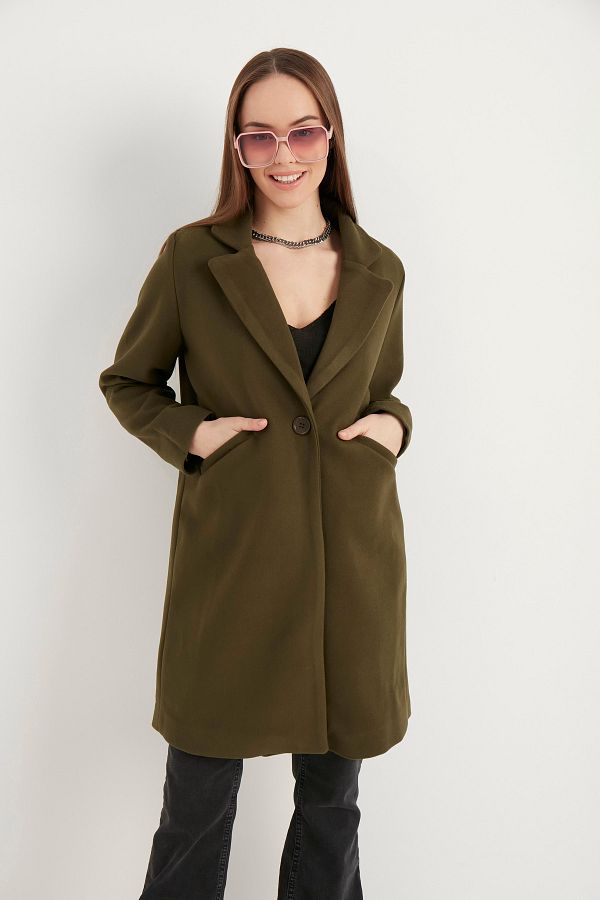 MEECY-Damski płaszcz w kolorze khaki Kaşe 1