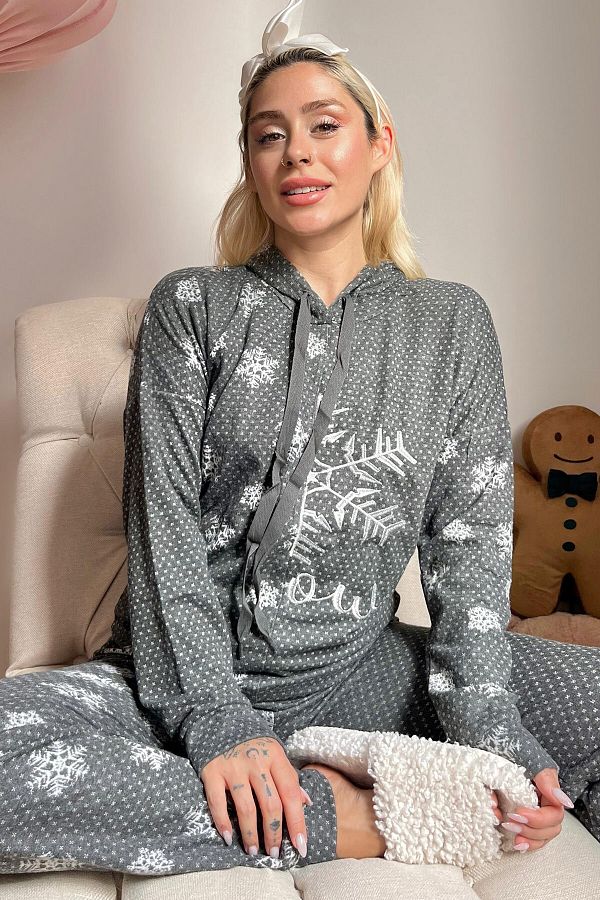 Pijamaevi-Melange Half Grain Patterned Soft Knitted Pajama Set 1
